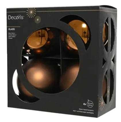 BOX 4 PALLINE NATALE VETRO MIX D.10CM ESPRESSO