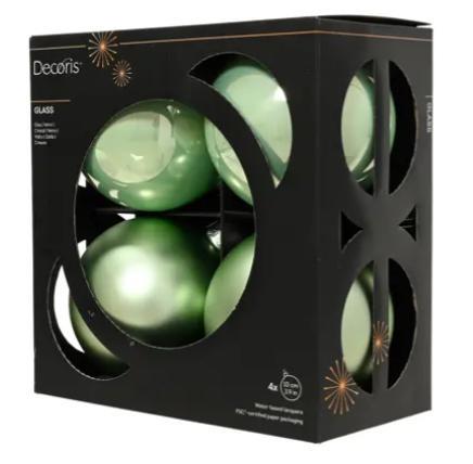 BOX 4 PALLINE NATALE VETRO MIX D.10CM ICING MINT
