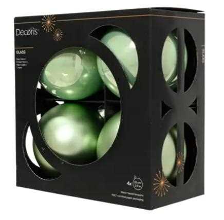 BOX 4 PALLINE NATALE VETRO MIX D.10CM ICING MINT