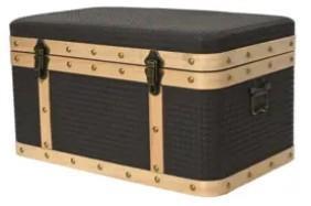BAULE MDF C/BORDO IN LEGNO E CHIUSURA IN RAME 36X59XH.33CM