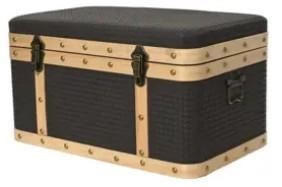 BAULE MDF C/BORDO IN LEGNO E CHIUSURA IN RAME 36X59XH.33CM