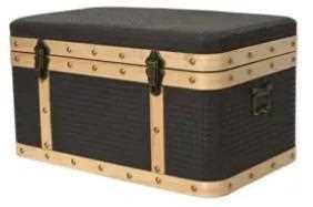 BAULE MDF C/BORDO IN LEGNO E CHIUSURA IN RAME 36X59XH.33CM