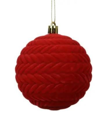 PALLINA IN POLIPROPILENE FLOCCATA CHRISTMAS RED D.8CM