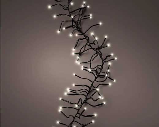 GHIRLANDA LUCE CALDA 1512LED MT13,5 FILO NERO 8 FUNZIONI