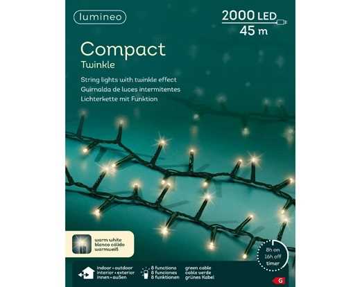 CATENA LUCE CALDA 2000LED MT.45 FILO VERDE IP44 8FUNZ.