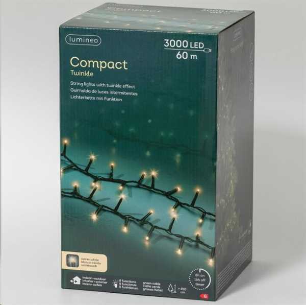 CATENA PVC 3000 LED WARM WHITE COMPACT F.VERDE 60MT. 8 FUNZ.