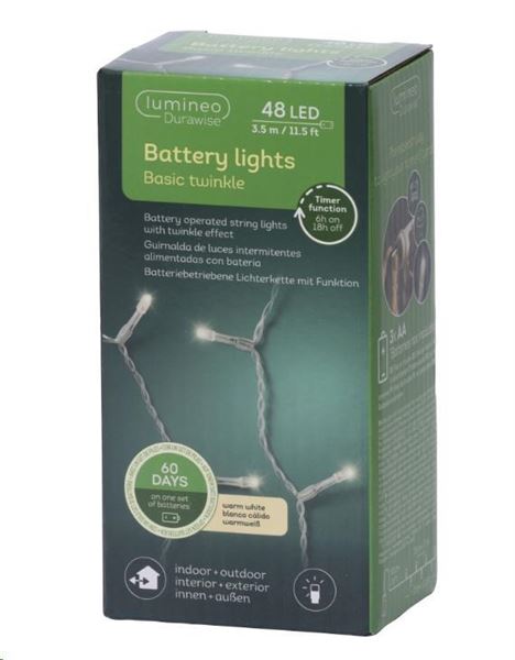 LUCI A BATTERIA 48LED B. CALDO 3.5MT F. TRASP. 8FUNZ.OUTDOOR