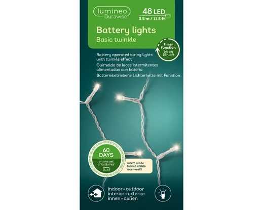 LUCI A BATTERIA 48LED B. CALDO 3.5MT F. TRASP. 8FUNZ.OUTDOOR