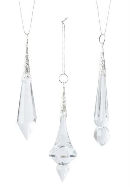 PENDENTE CRYSTAL VETRO 3ASS TRANSP. D.3XH.12.5CM