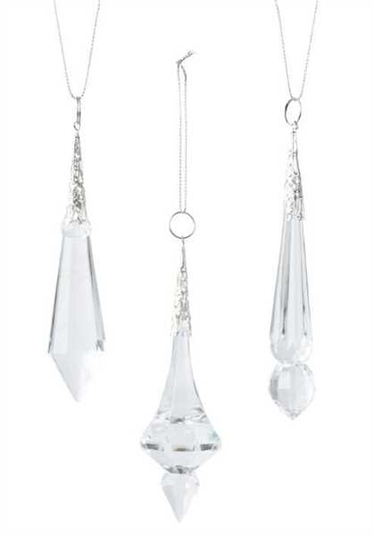 PENDENTE CRYSTAL VETRO 3ASS TRANSP. D.3XH.12.5CM
