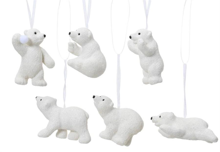 PENDENTE ORSO POLARE POLISTIRENE C/GLITTER 6ASS 2X8XH.6CM