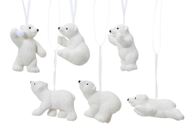 PENDENTE ORSO POLARE POLISTIRENE C/GLITTER 6ASS 2X8XH.6CM
