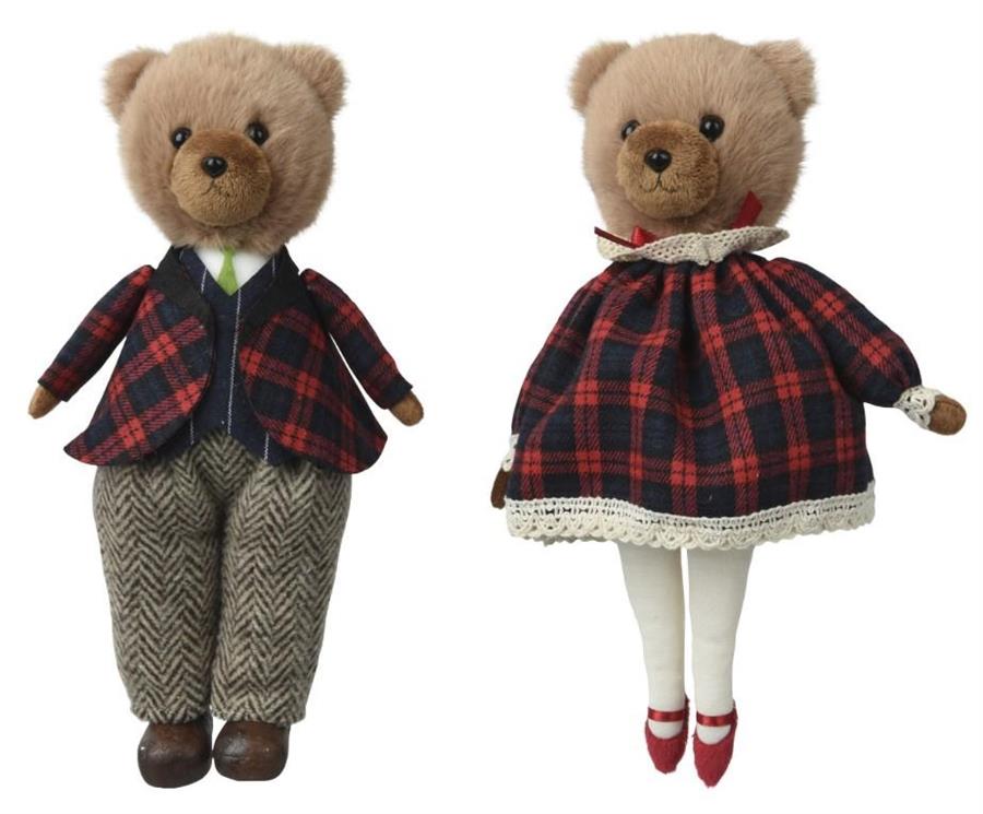 ORSO POLIESTERE C/GIACCA/VESTITO A QUADRI 2ASS. 13X7xH.24CM
