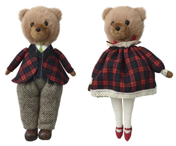 ORSO POLIESTERE C/GIACCA/VESTITO A QUADRI 2ASS. 13X7xH.24CM