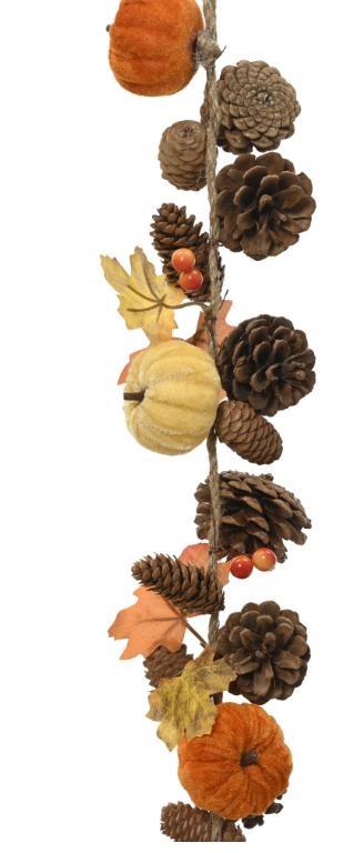 GHIRLANDA AUTUNNALE IN POLIESTERE C/PIGNE E ZUCCHE 10X10XH.1