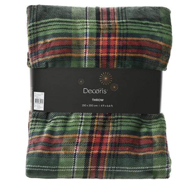 COPERTA POLIESTERE FLANELLA SCOZZESE VERDE 150X200CM