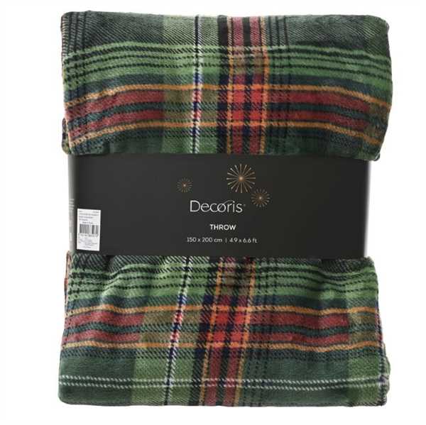 COPERTA POLIESTERE FLANELLA SCOZZESE VERDE 150X200CM