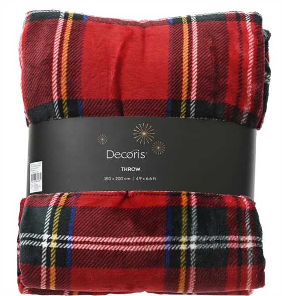 COPERTA POLIESTERE FLANELLA SCOZZESE ROSSO 150X200CM