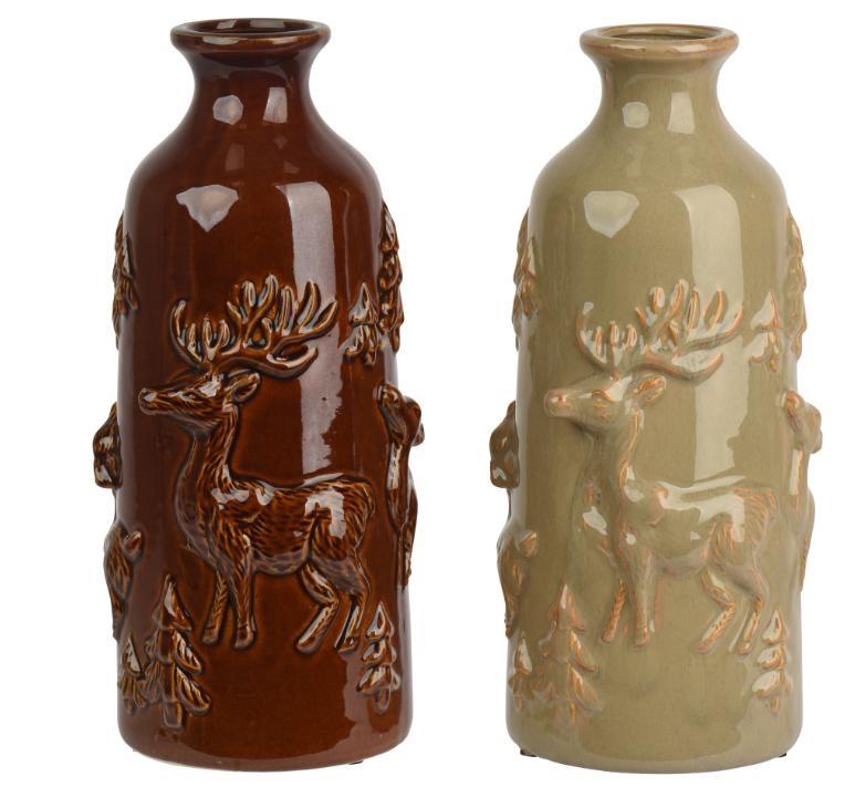 VASO PORCELLANA SMALTATO RENNE 2ASS. D.17XH.35CM