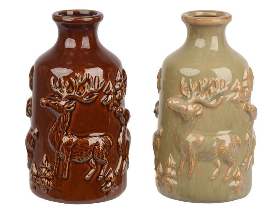 VASO PORCELLANA SMALTATO RENNE 2ASS. D.15XH.25CM