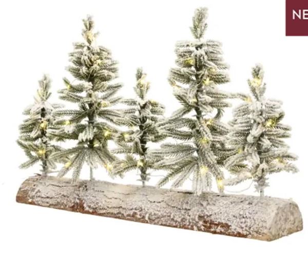 CENTROTAVOLA ALBERI PE C/BASE LEGNO E LED 50X12XH.30CM