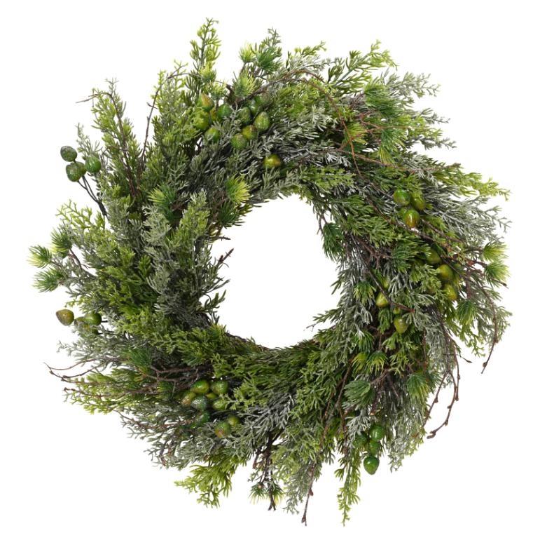 CORONA PVC VERDE C/GLITTER D.40XH.12CM