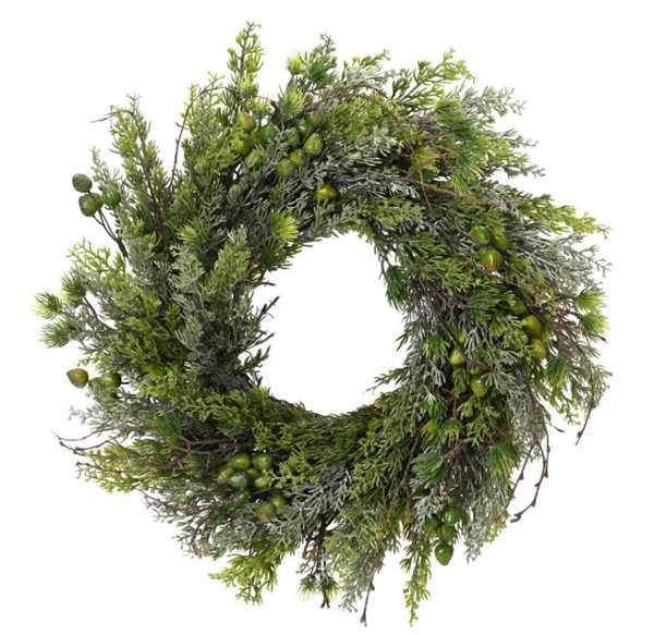 CORONA PVC VERDE C/GLITTER D.40XH.12CM