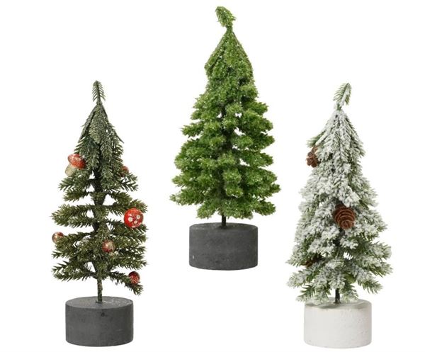 MINI ALBERO ABETE IN POLIETILENE  3PZ ASS D.8xH.21CM
