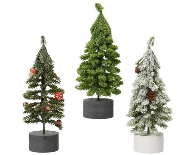 MINI ALBERO ABETE IN POLIETILENE  3PZ ASS D.8xH.21CM