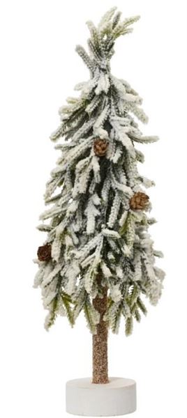 MINI ALBERO ABETE IN POLIETILENE CON PIGNE/NEVE D.14XH.45CM