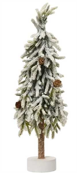 MINI ALBERO ABETE IN POLIETILENE CON PIGNE/NEVE D.14XH.45CM