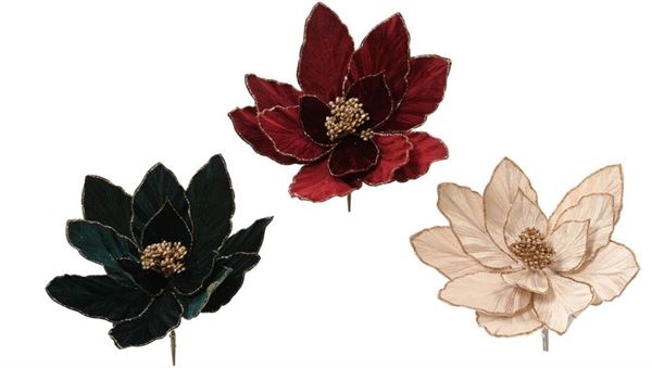 FIORE POLIESTERE STELLA DI NATALE C/CLIP ASS D.28X H.13CM