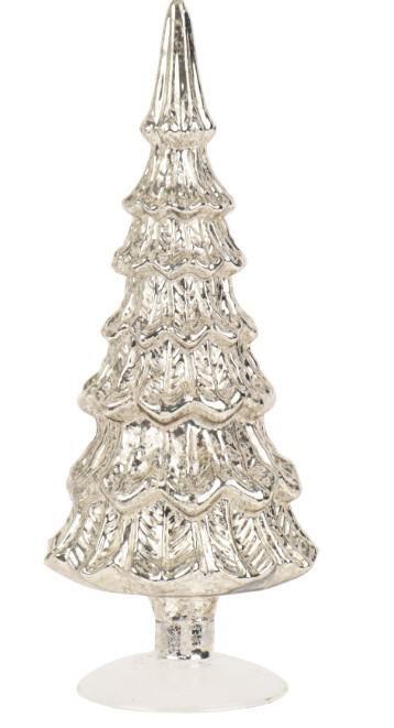 ALBERO IN VETRO ARGENTO D.14XH.35CM