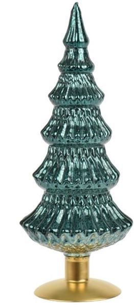 ALBERO IN VETRO SMERALDO E BASE ORO D.14 XH.35CM