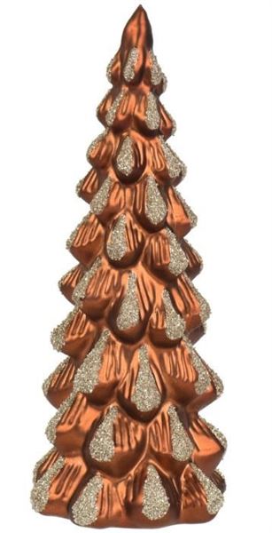 ALBERO IN VETRO MARRONE C/GLITTER ORO D.12.5 X H.29.5CM