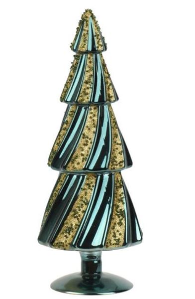 ALBERO IN VETRO SMERLADO LUCIDO C/GLITTER D.12XH.31.5CM
