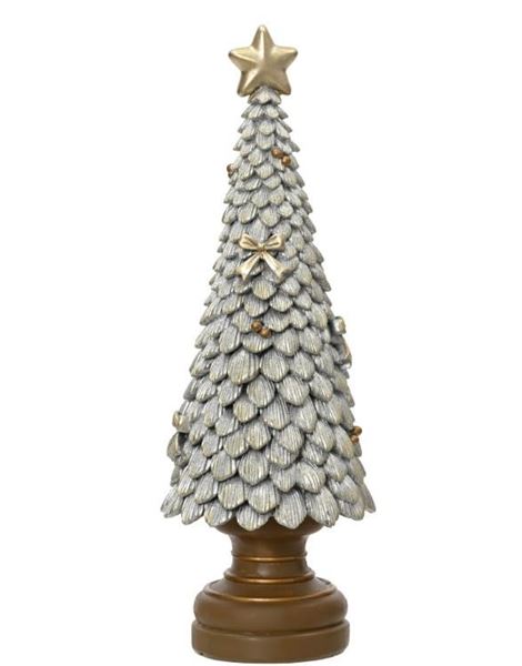 ALBERO IN POLIRESINA CON GLITTER ARGENTO 12X12X H.36CM