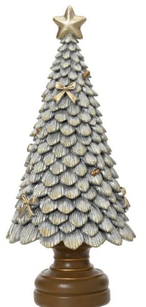 ALBERO IN POLIRESINA CON GLITTER ARGENTO 10 X10 X H.23CM