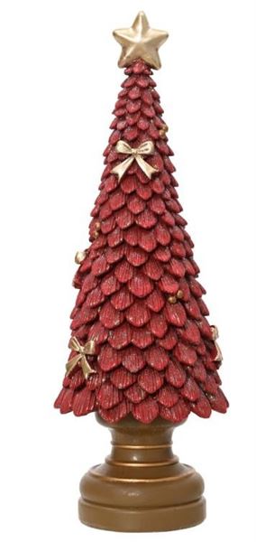 ALBERO IN POLIRESINA CON GLITTER  ROSSO D.12XH.36CM