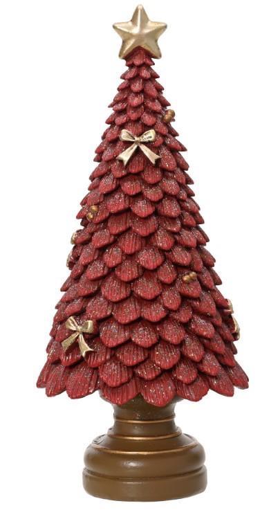 ALBERO IN POLIRESINA CON GLITTER ROSSO D.10XH.23CM