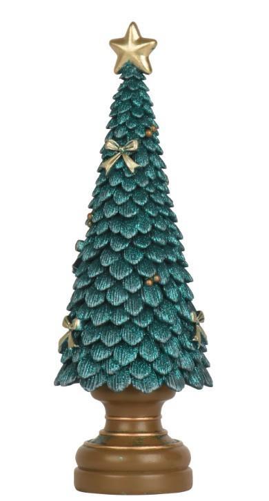 ALBERO IN POLIRESINA CON GLITTER  SMERALDO D.12XH.36CM