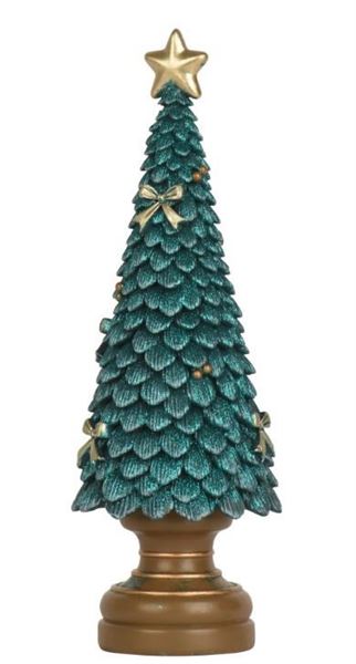 ALBERO IN POLIRESINA CON GLITTER  SMERALDO D.12XH.36CM