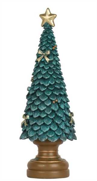 ALBERO IN POLIRESINA CON GLITTER  SMERALDO D.12XH.36CM
