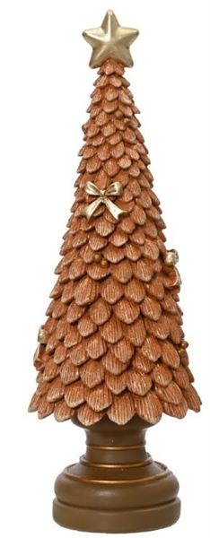 ALBERO IN POLIRESINA C/GLITTER  MARRONE CHIARO D.12XH.36CM