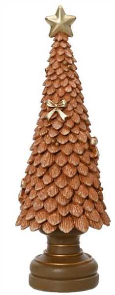 ALBERO IN POLIRESINA C/GLITTER  MARRONE CHIARO D.12XH.36CM