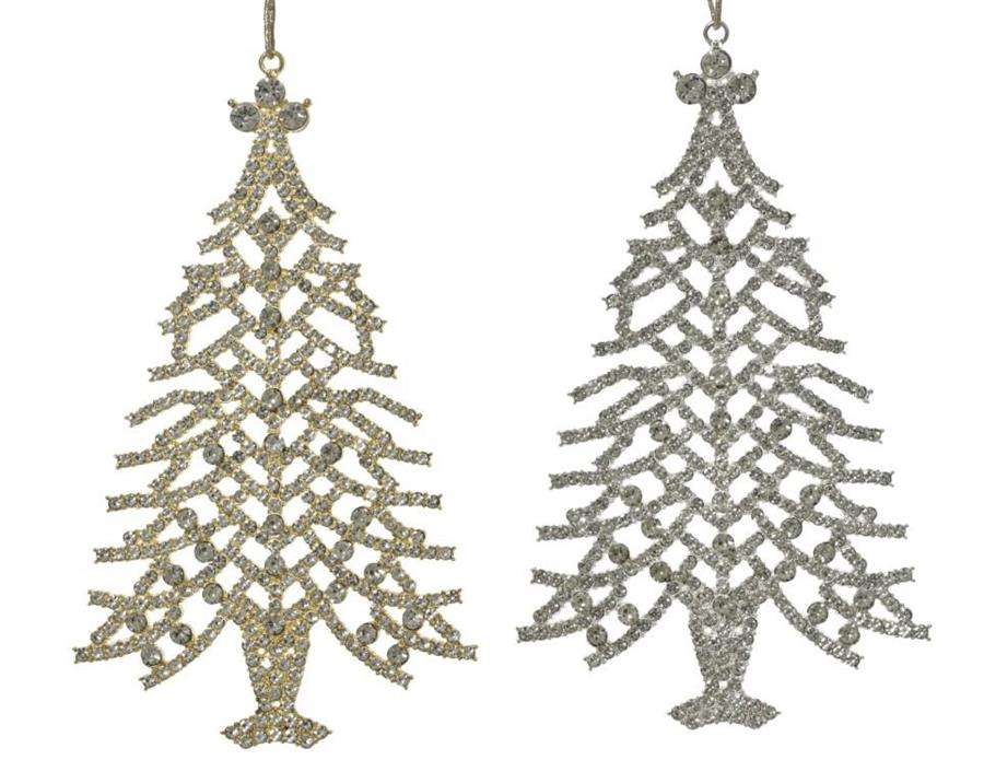 PENDENTE ALBERO NATALE ACCIAIO CM.10X17H 2 COL. ASS.