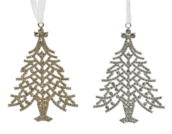 PENDENTE ALBERO NATALE ACCIAIO CM.7,5X10H 2 COL. ASS.