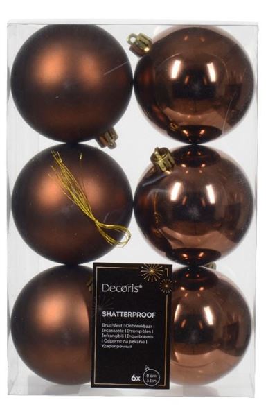 CONFEZIONE 6 PALLINE POLISTIRENE MIX D.8CM ESPRESSO