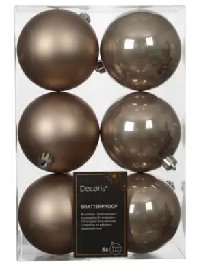 CONFEZIONE 6 PALLINE POLISTIRENE MIX D.8CM SMOKEY PEARL