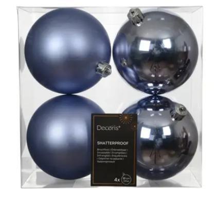 CONFEZIONE 4 PALLINE POLISTIRENE MIX D.10CM BLUE DAWN